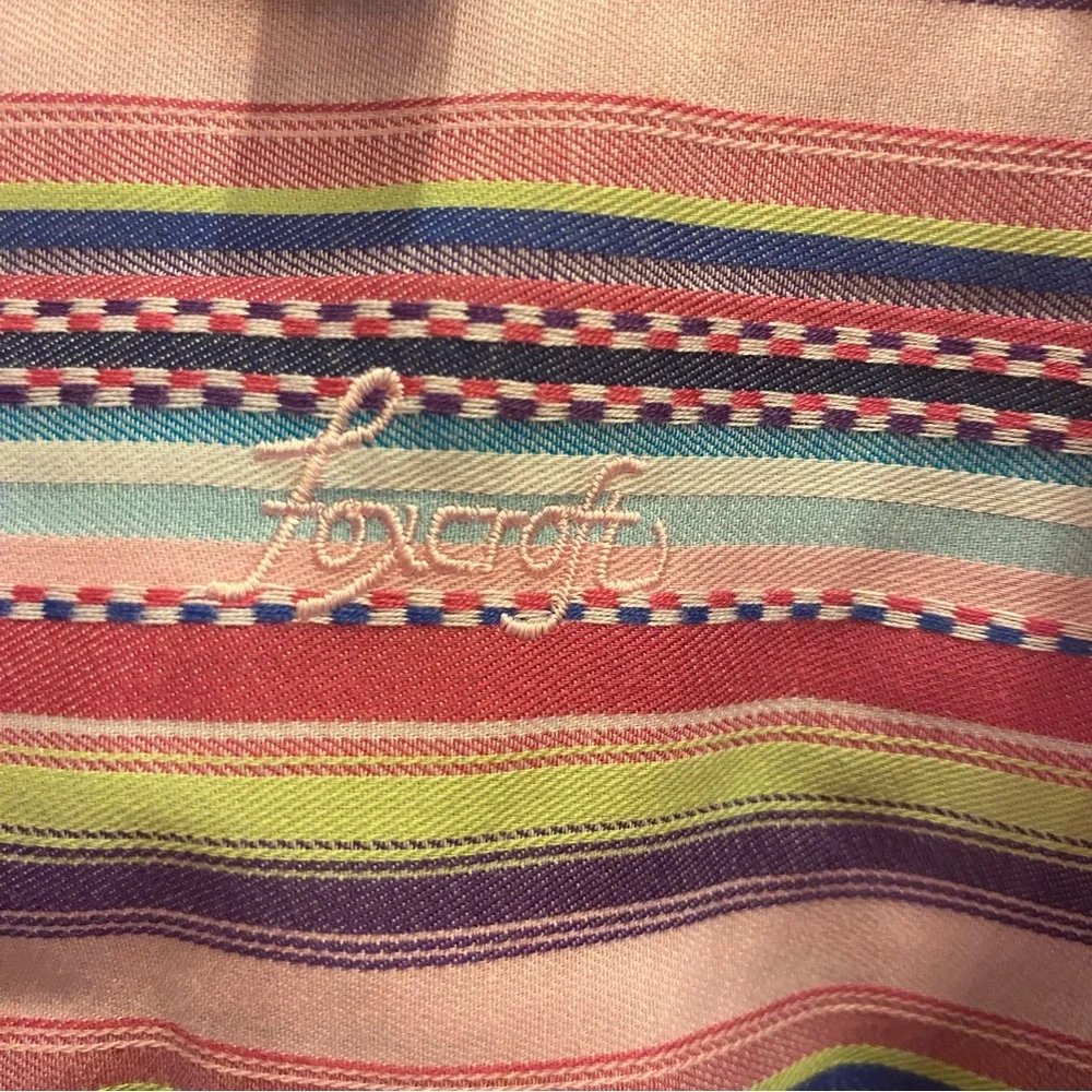 NWOT Women’s Foxcroft Multi Stripe Casual Button Down Long Sleeve Shirt Sz 14 - Picture 9 of 13